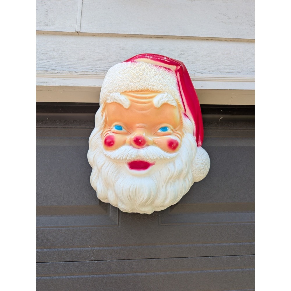 1968 Empire Blow Mold Lighted Santa Claus Head 17" Christmas Display Vintage